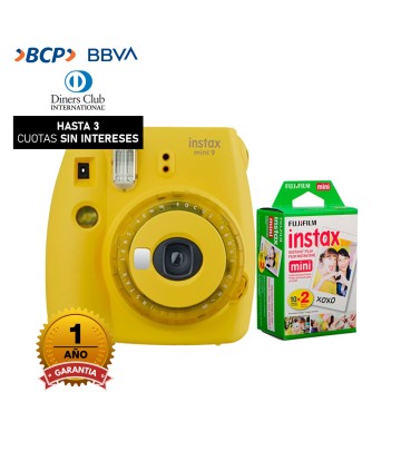 Camara Fujifilm Mini9 Instax Clear Yellow + Pack de Papel Fotografico