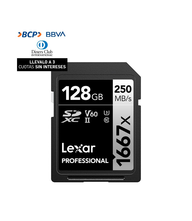 Memoria SD Lexar Professional 128GB - R:250mb - W:120mb 1667x