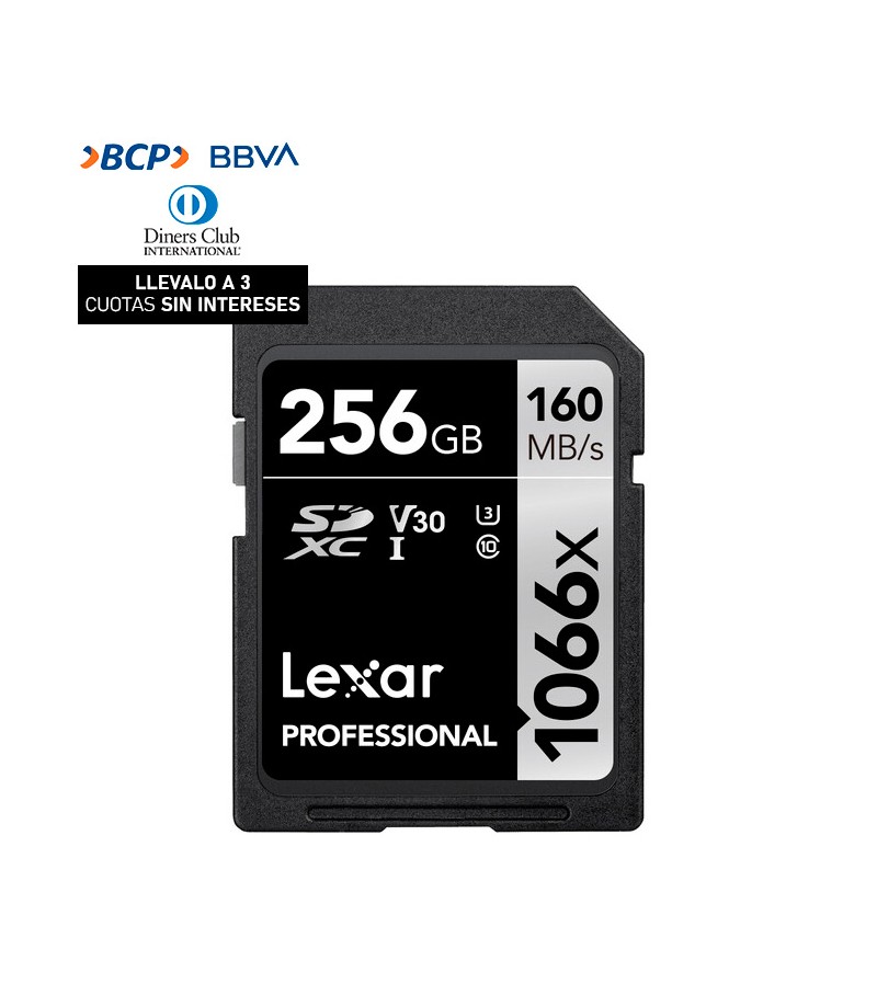 Memoria SD Lexar Professional 256GB - W:160mb - R:120mb 1066x