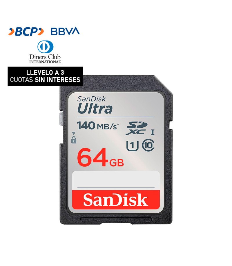 Memoria SD Sandisk 64GB - R140mb - Ultra