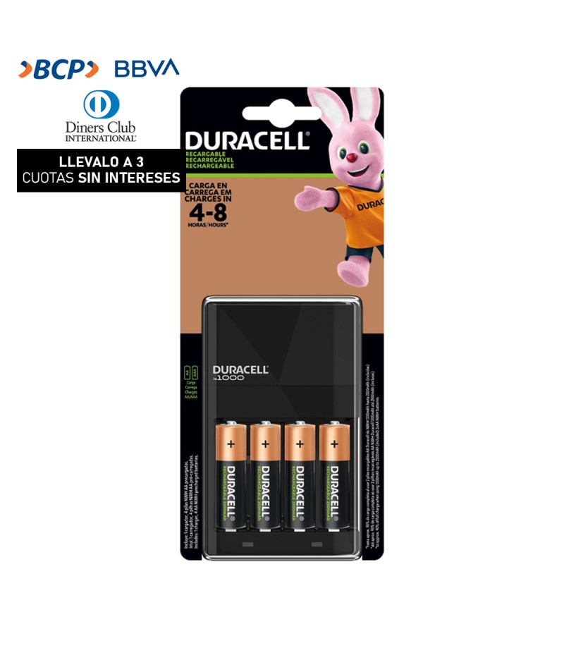 Pilas Duracell AA x4 2500mAh + Cargador