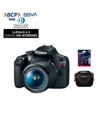 Camara Canon EOS T7 + Lente 18-55mm IS II (Gratis: Estuche + Mem.64Gb + Kit de Limpieza)