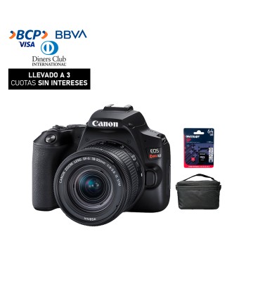 Camara Canon EOS Rebel SL3 + 18-55mm IS STM (Gratis: Estuche + Mem.64GB + Kit de Limpieza)