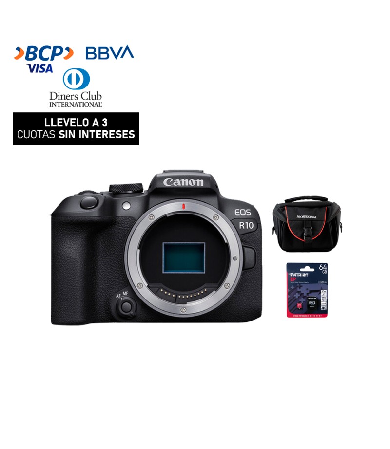 Camara Canon EOS R10 Body (Solo Cuerpo) (Gratis: Estuche + Mem.64GB + Kit de Limpieza)