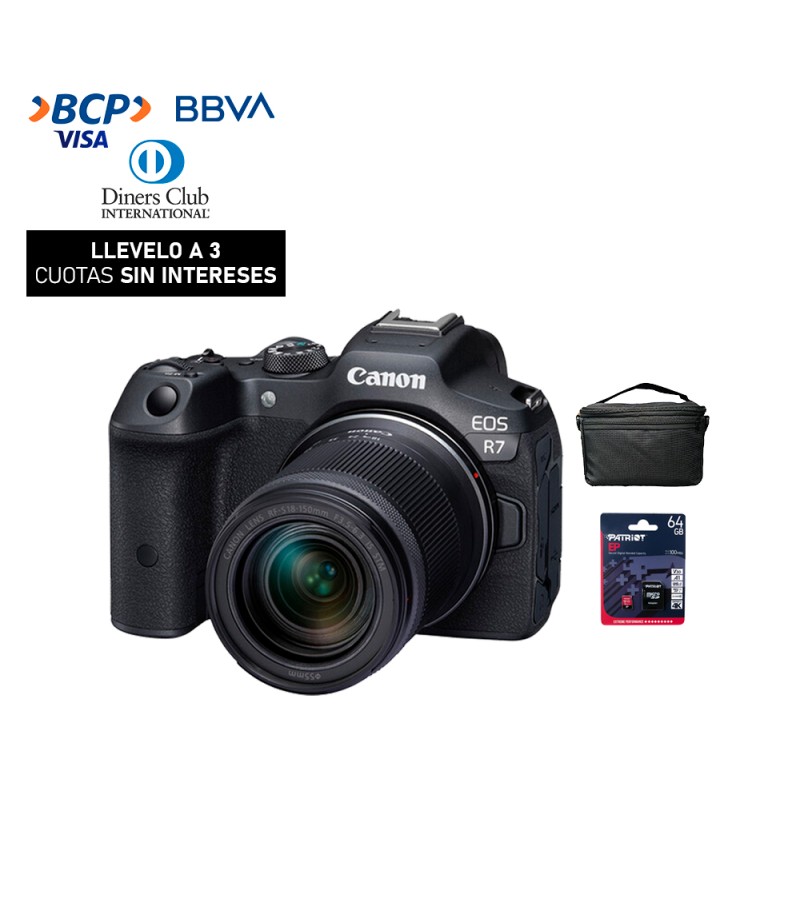 Camara Canon EOS R7 + 18-150mm IS STM (Gratis: Estuche + Mem.64GB)