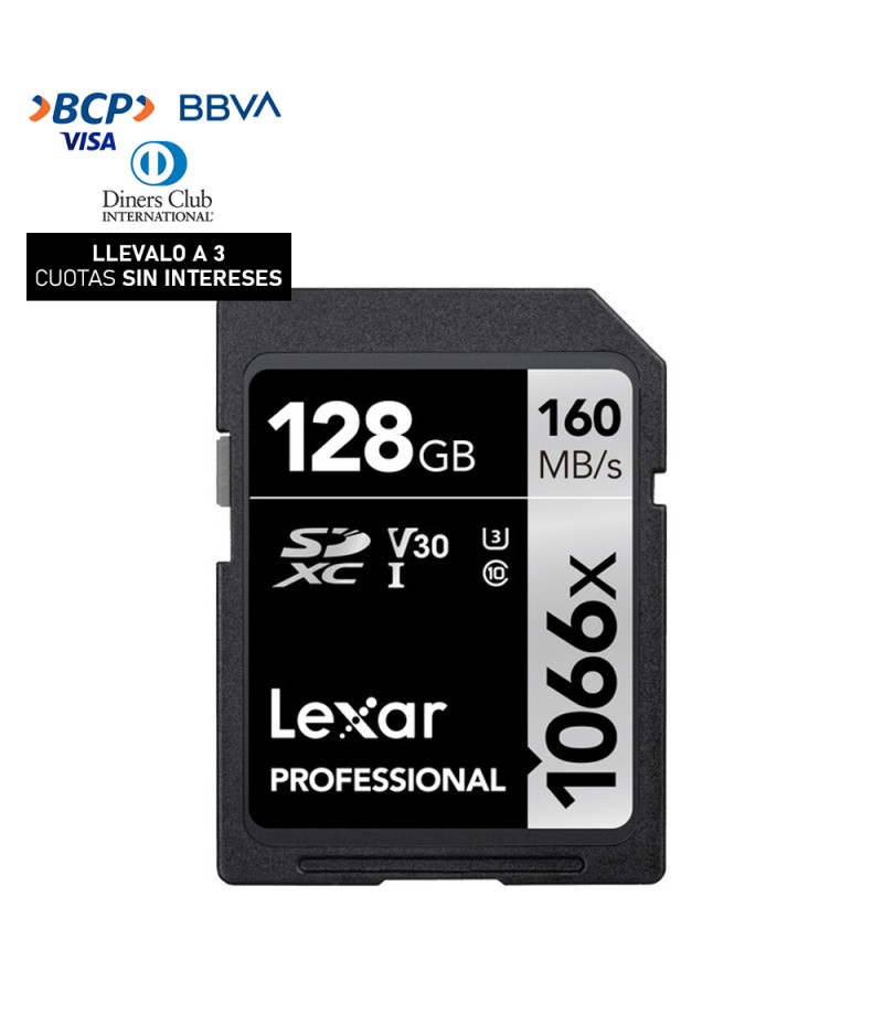 Memoria SD Lexar Professional 128GB - R160mb - W120mb 1066x