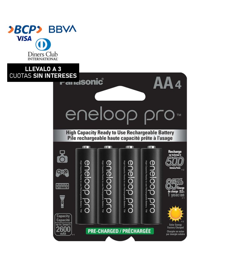 Pilas Recargables Panasonic Eneloop Pro 2500mAh AAx4 (No incluye Cargador)