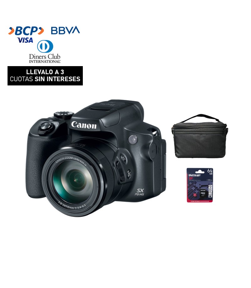 Camara Canon PowerShot SX-70 HS (Gratis: Estuche + Mem.64GB)