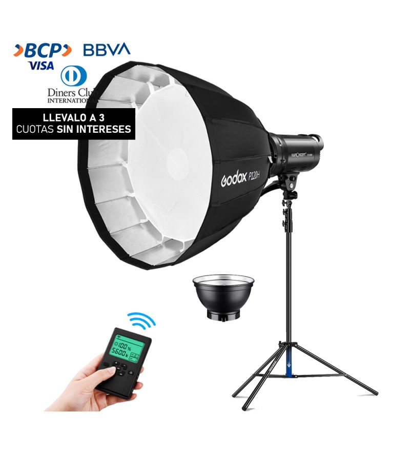 Combo Luz Continua K&F Concept ST-60W + Parante + Softbox P120H