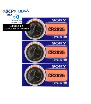 Pilas Sony Litio CR2025 (Pack x3)