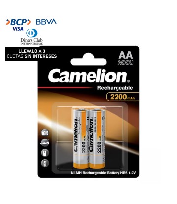 Pilas Recargables Camelion AA x2 2200mAh