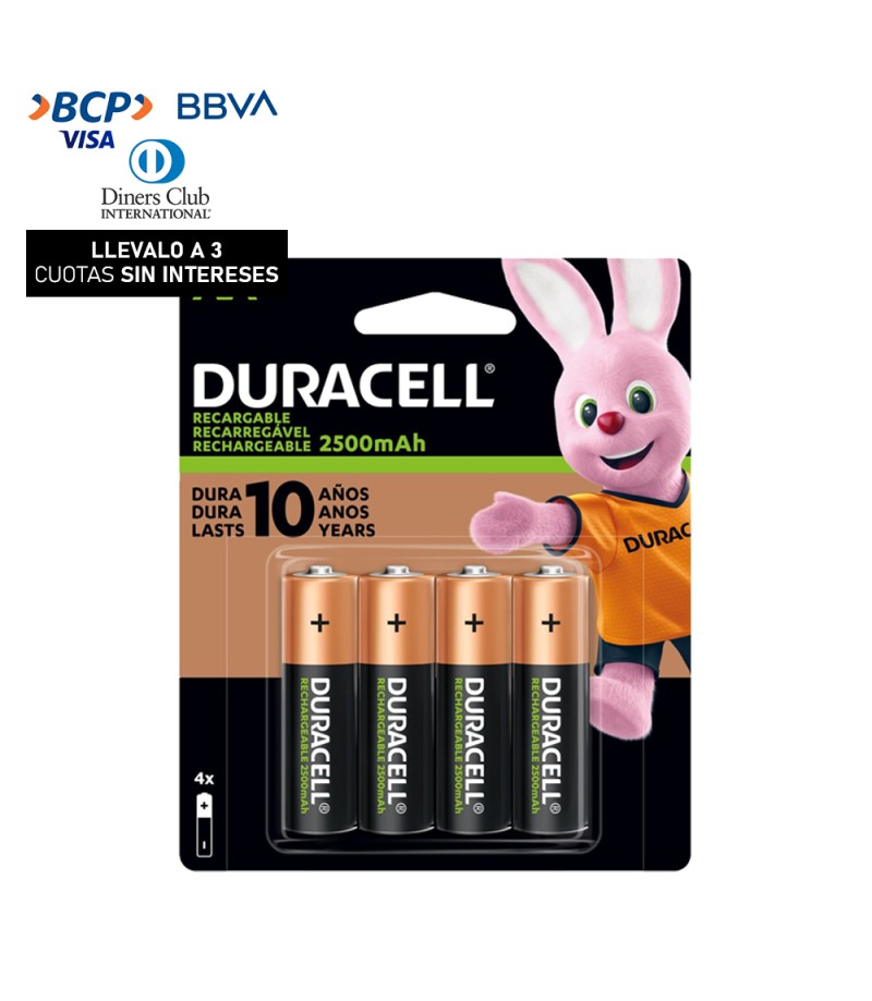 Pilas Duracell AA x4 2500mAh (No Incluye Cargador)