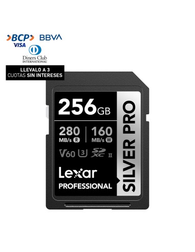 Memoria SD Lexar Professional 256GB - R:280mb - W:160mb SILVER PRO