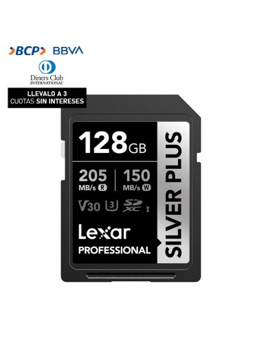 Memoria SD Lexar Professional 128GB - R:205mb - W:150mb SILVER PLUS