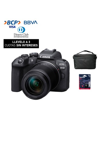 Camara Canon EOS R10 + RF-S 18-150mm f/5 - 6.3 IS STM (Gratis: Estuche + Mem.64GB + Kit de Limpieza)