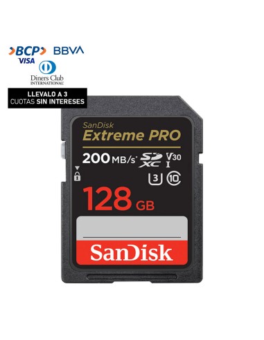 Memoria SD Sandisk 128GB Extreme Pro - R200mb - W90mb