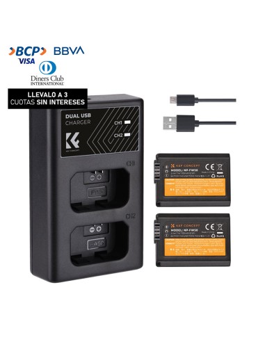 Cargador Doble K&F Concept + 2 Baterias NP-FW50 KF28.0015
